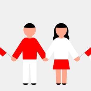 • BrightR Man and woman waving the Canada flag