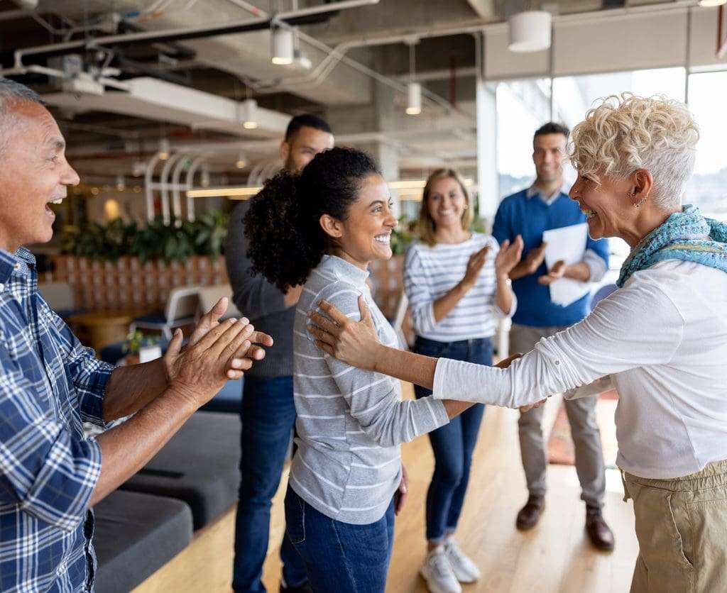 Retention Processes Out-of-Country Staff: A female employee given a promotion by her female boss.