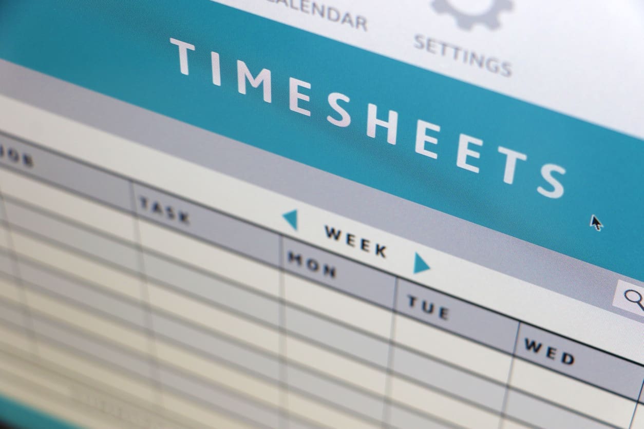 An image of work timesheets for a whole week.